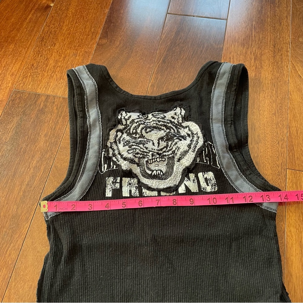 We The Free Tiger Embroidered Tank Top Black Gray Free People Shirt Size S - Picture 10 of 11